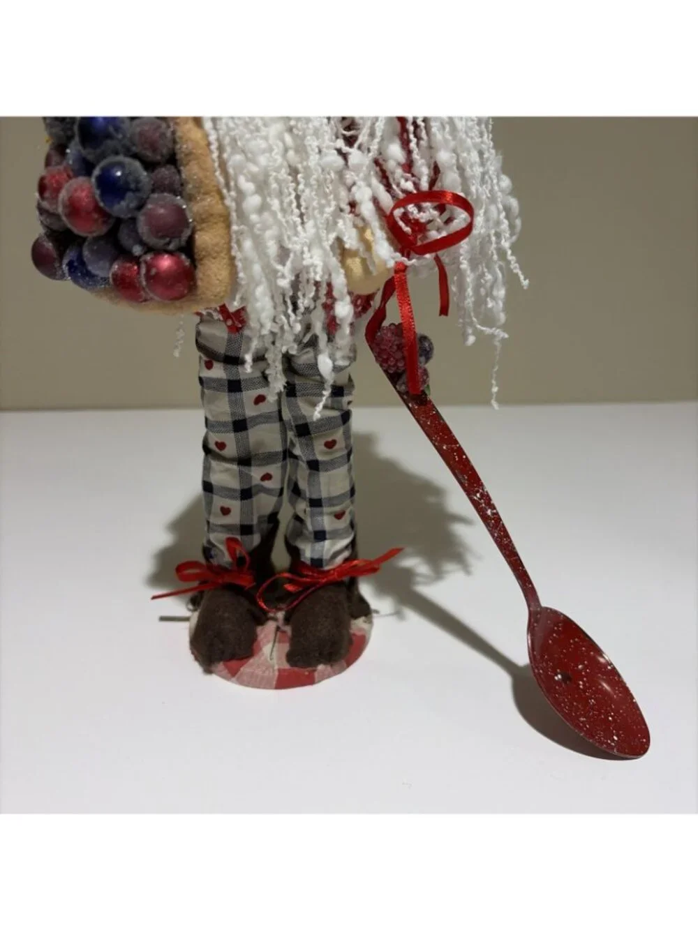 Vintage Baker Chef Kitchen Santa Claus Figurine Frosted Fruit Spoon 12